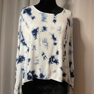 Patriots of Peace Size Small Indigo Blue tie dye long sleeve swing top